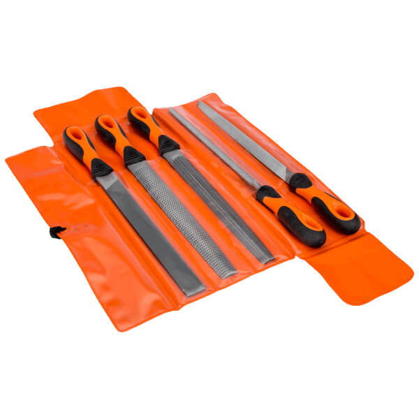 Nicholson 5-Piece File Set With Ergonomic Handles - Professional Grade Metal Files In Storage Pouch