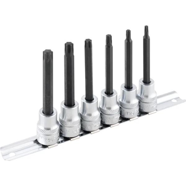 Set of long Torx screwdriver bit sockets has an overall length of 95 mm ...